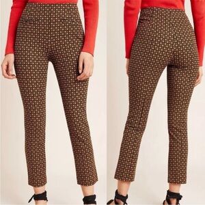 Anthropologie The Essential Slim Trouser Pant Geometric Women's Size 10